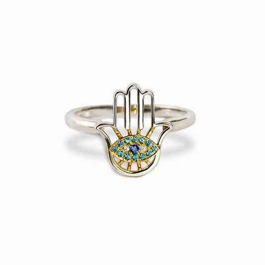 "You're Always Protected" Hamsa Zircon Ring