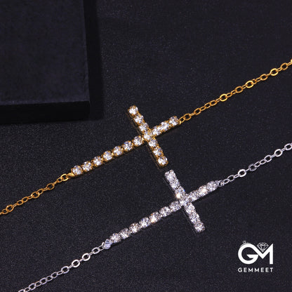 Vintage Single Cross Zircon Anklet