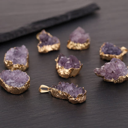 Gold Amethyst Natural Gemstone Pendant