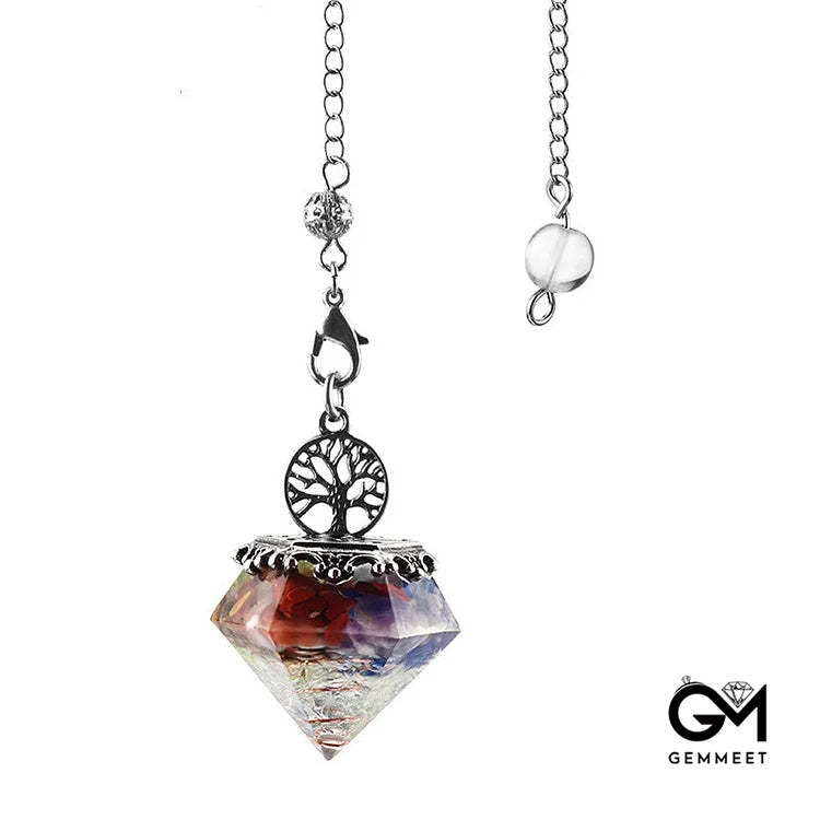 Crystal Geometric Tree of Life Pendulum