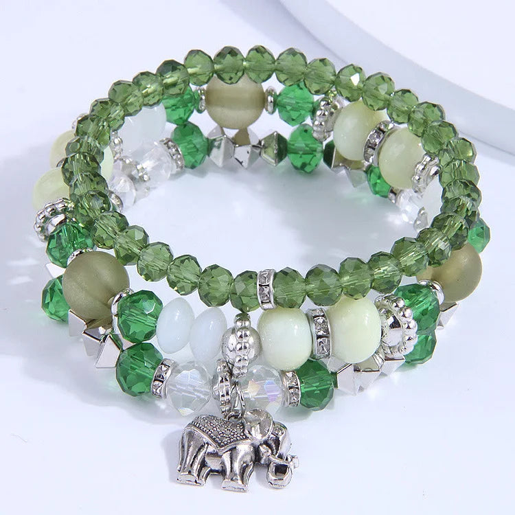 Handmade Boho Yoga Elephant Pendant Bracelet Set