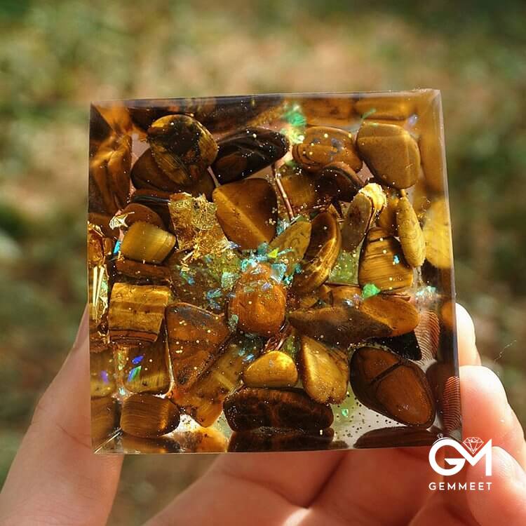 Tree of Life Peridot With Tiger Eye Orgone Pyramid