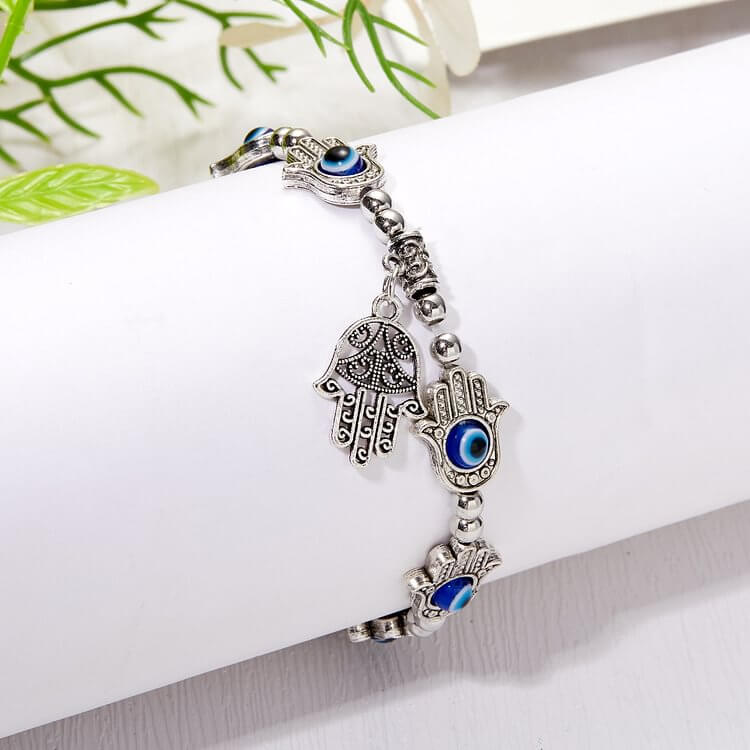 Evil Eye Hamsa Pendant Epoxy Zircon Bracelet