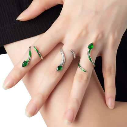 Emerald Snake Knuckle Cuff Ring