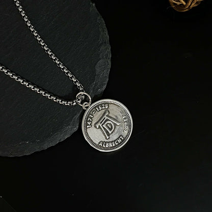 Men's Prayer Hand Metal Coin Necklace