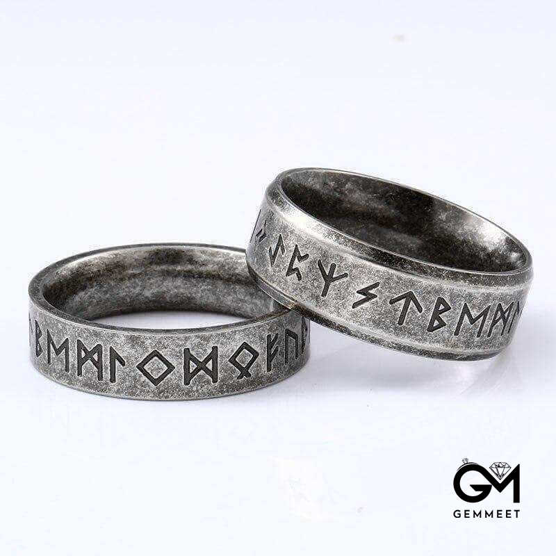 Vintage Norse Viking Rune Script Titanium Steel Ring