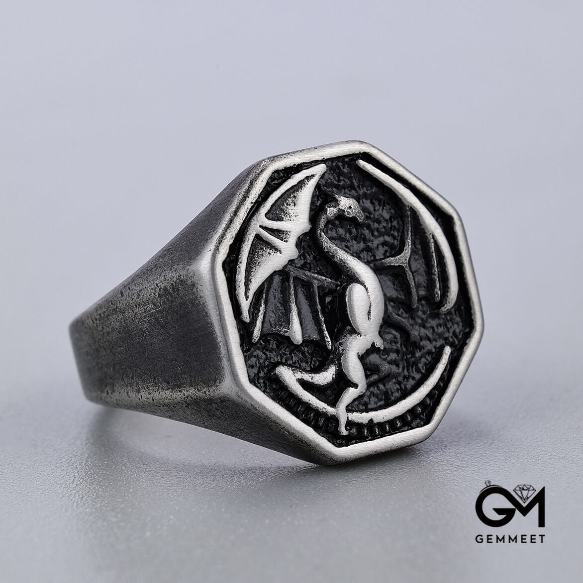 King's Mounted Dragon Titanium Steel Ring