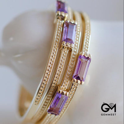 Multi-layer Purple Crystal Ring