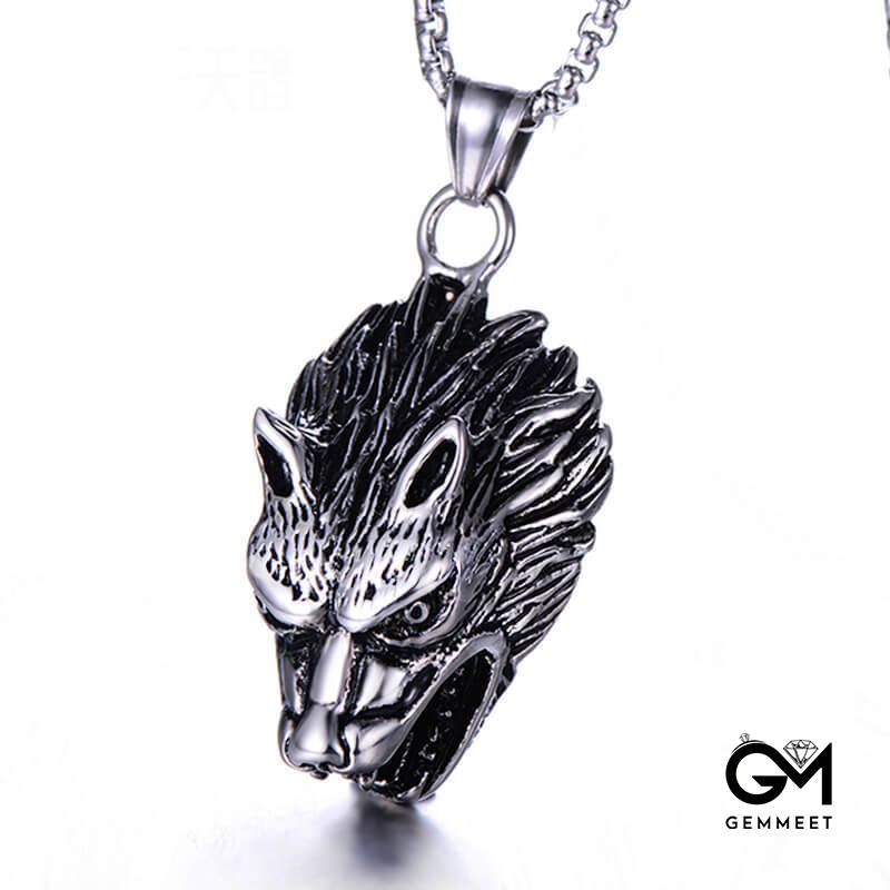 Stainless Steel Wolf Head Necklace