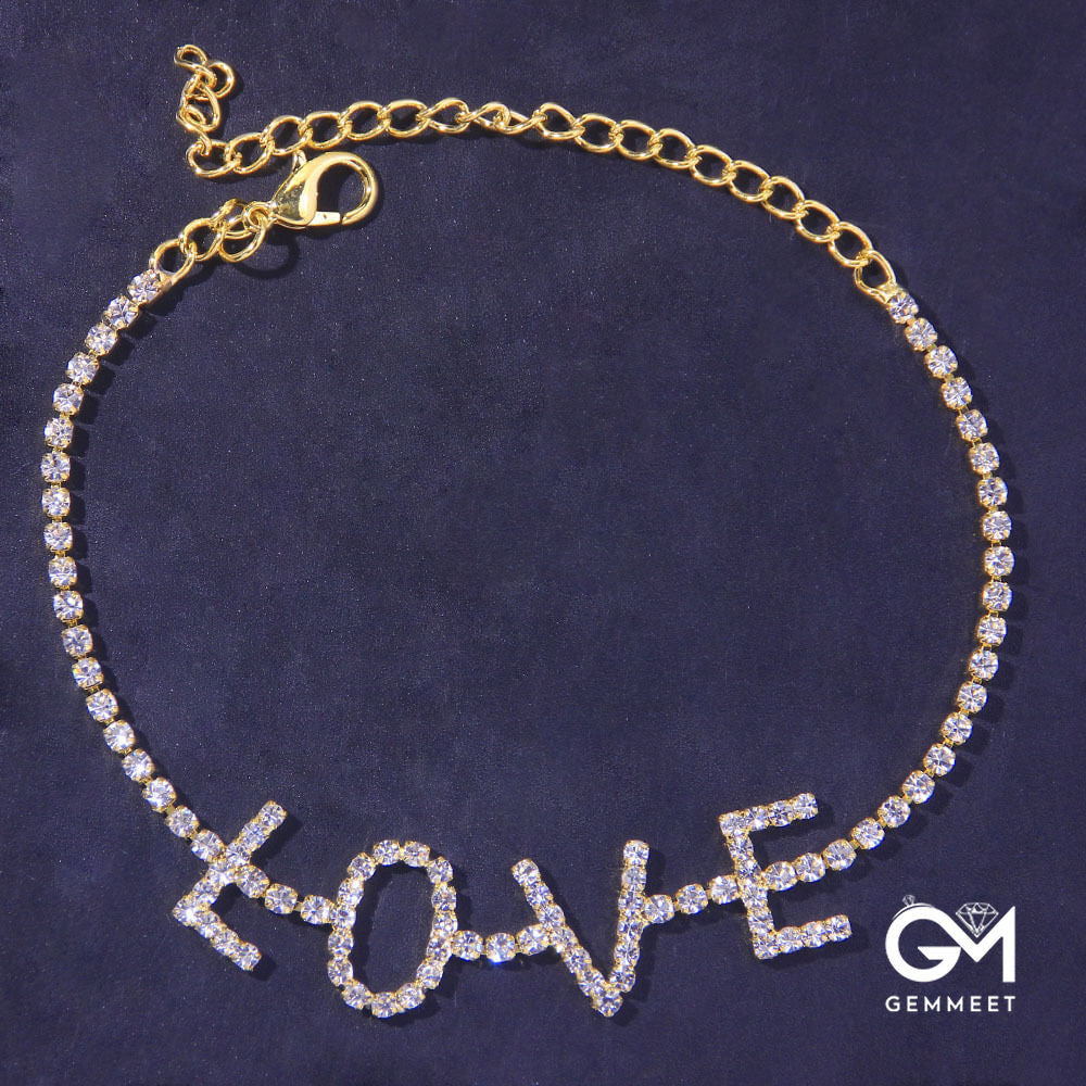 Summer Fashion Word LOVE Zircon Anklet