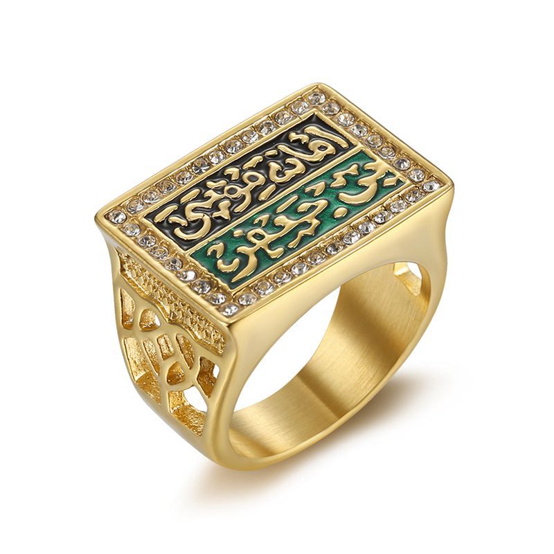 Hip Hop Alphabet Symbol Gold Plated Men's Ring