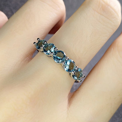 Peacock Molan Treasure Living Mouth Ring Fashion Ring Studded Diamond Blue Topaz Color Treasure Ring