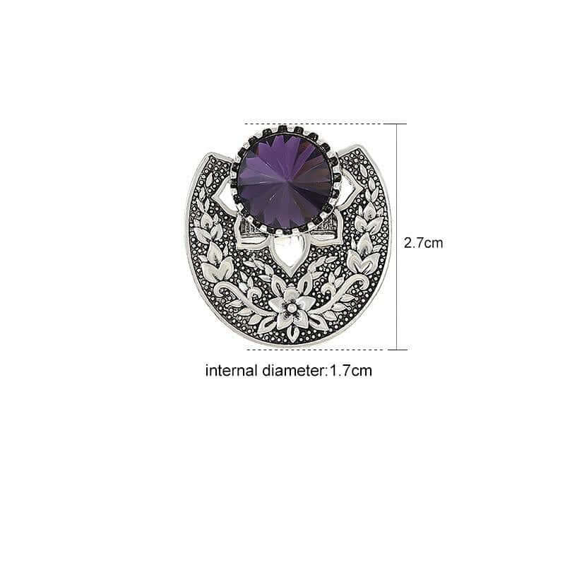 Boho Floral Scalloped Amethyst Ring