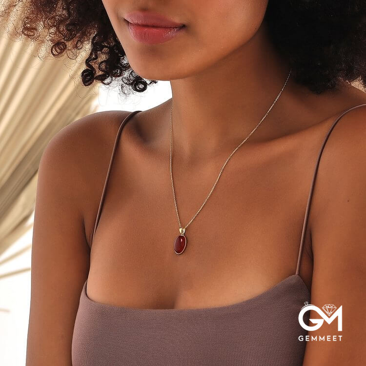 Red Agate Gold Plated Necklace