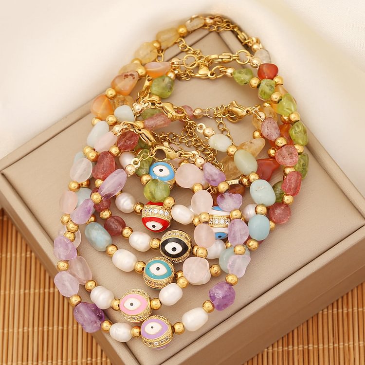 Trendy Natural Stone Evil Eye Bracelet