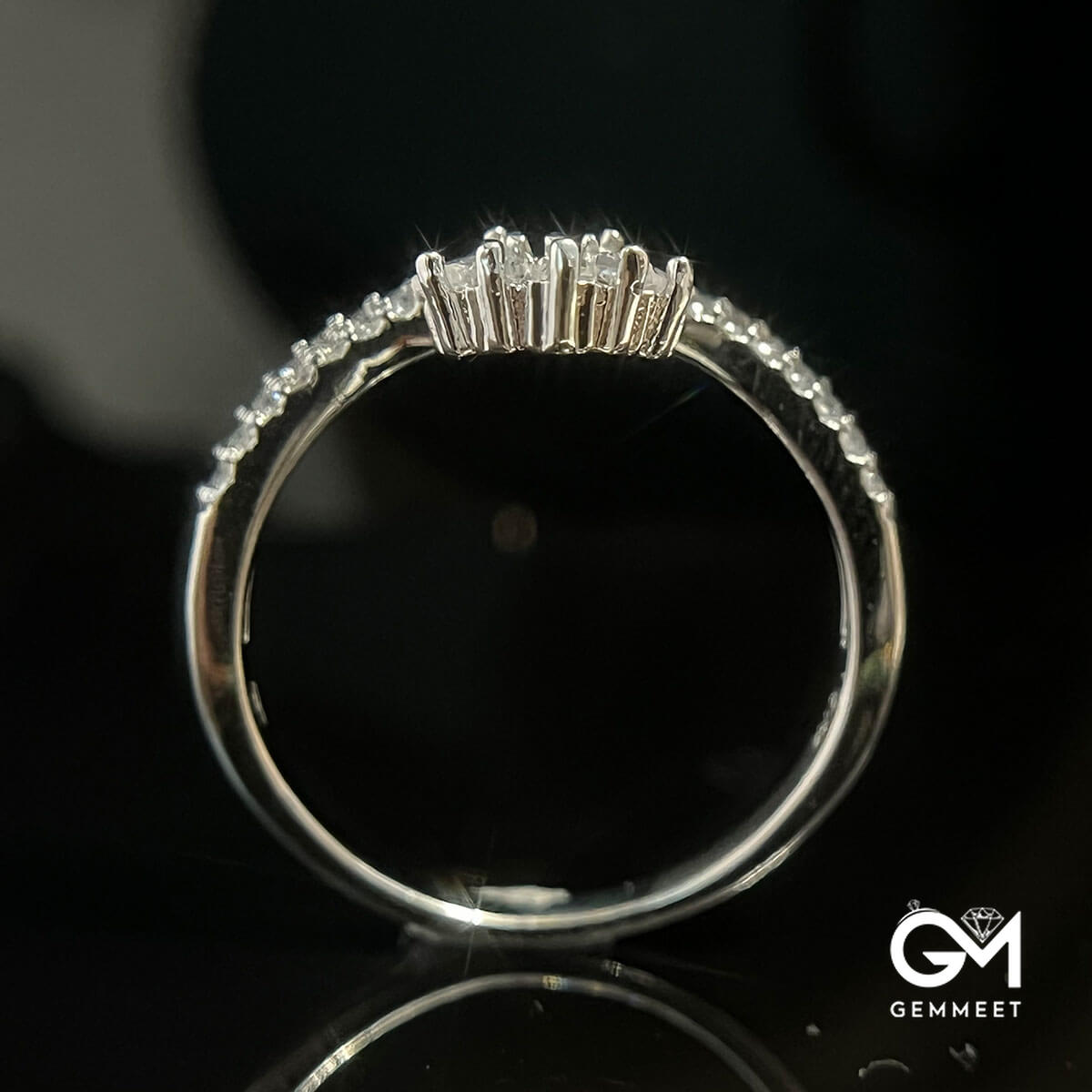 White Gold Crown Shape Full Stones Band Ring