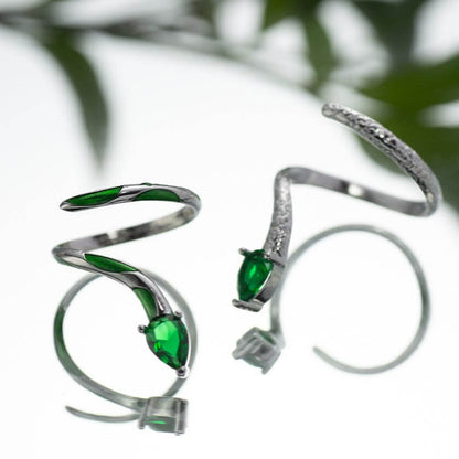 Emerald Snake Knuckle Cuff Ring