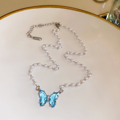 Butterfly Fringe Pendant Necklace