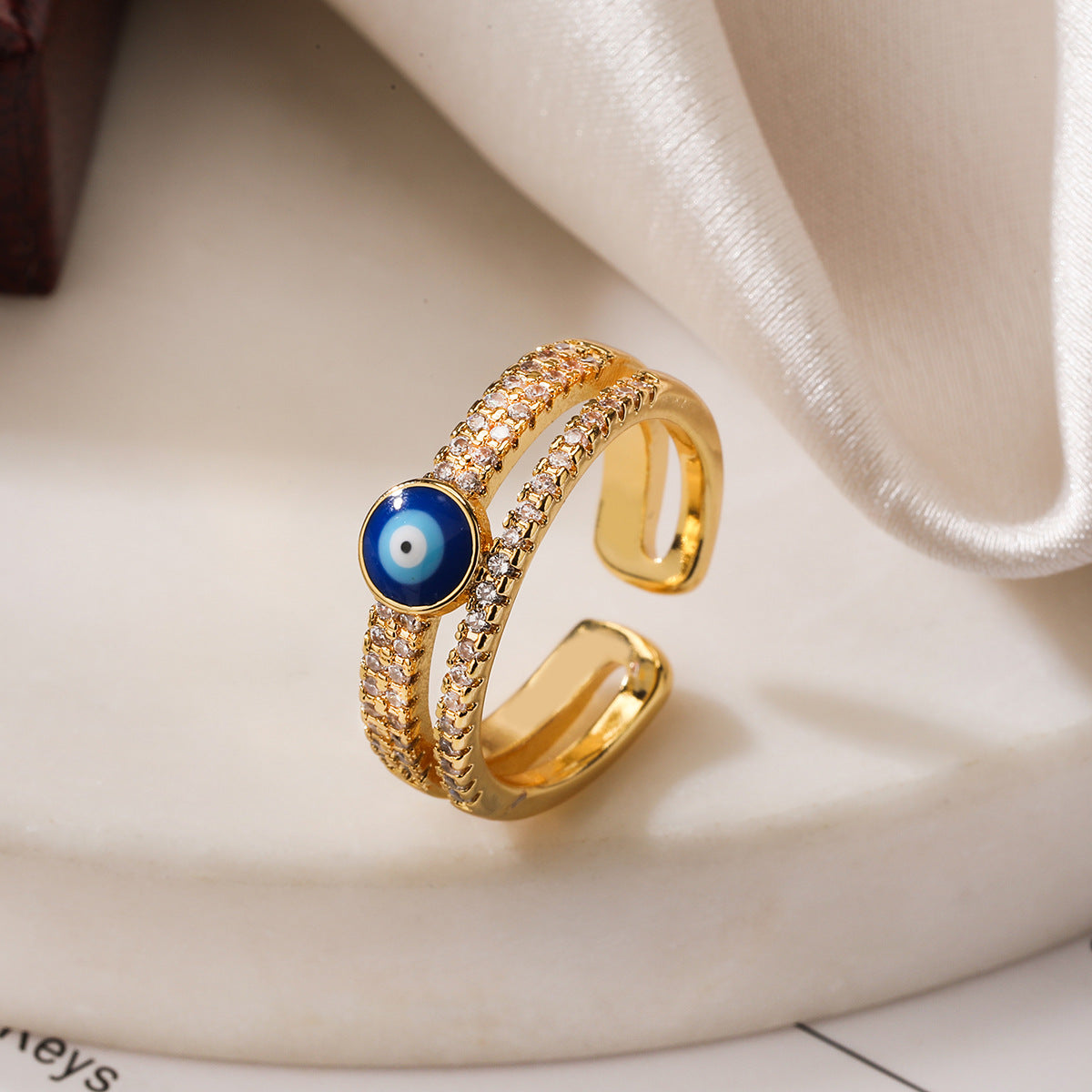 Evil Eye 2 Layers Full Stones Band Ring