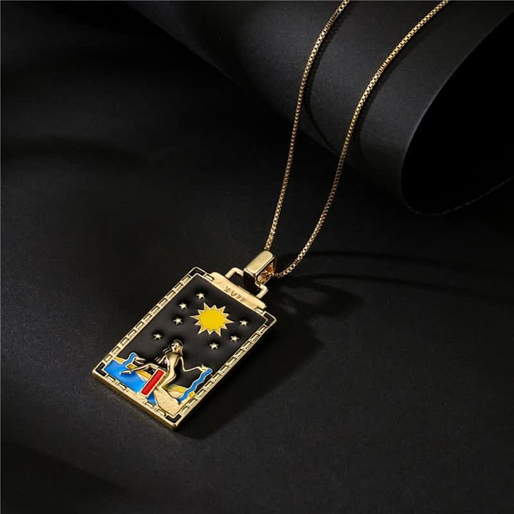 Moon Star Tarot Card Necklace