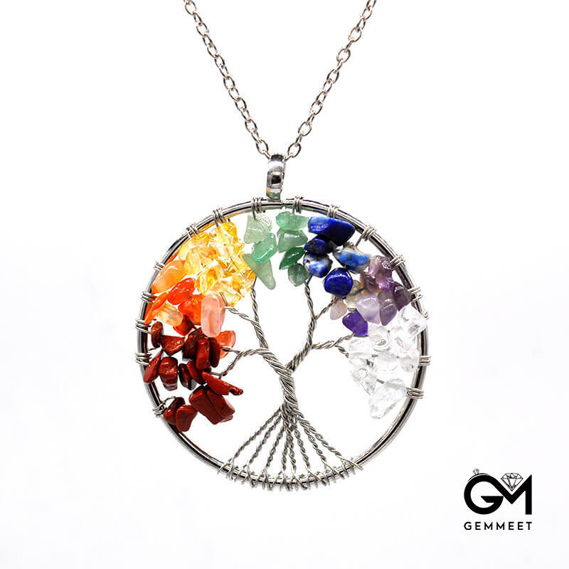 Kabbalah Tree of Life Gravel Crystal Necklace