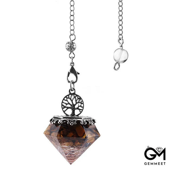 Crystal Geometric Tree of Life Pendulum