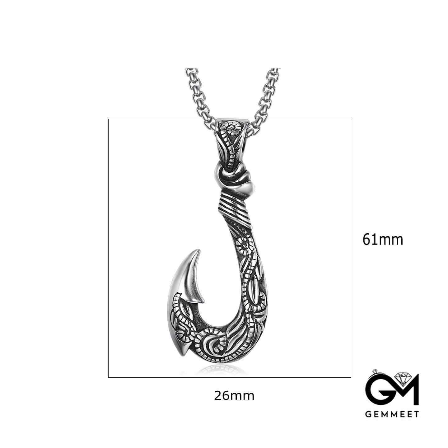 Moana Vintage Stainless Steel Fishhook Pendant