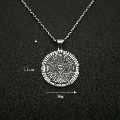 HIPHOP Jewelry Gold Plated Micro-Inlaid Zircon Masonic Illuminati Pendant