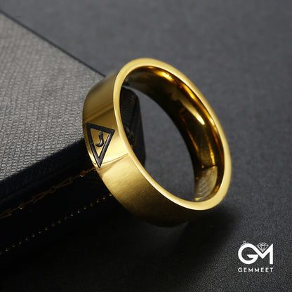 Stainless Steel Triangle Logo Ring for Men