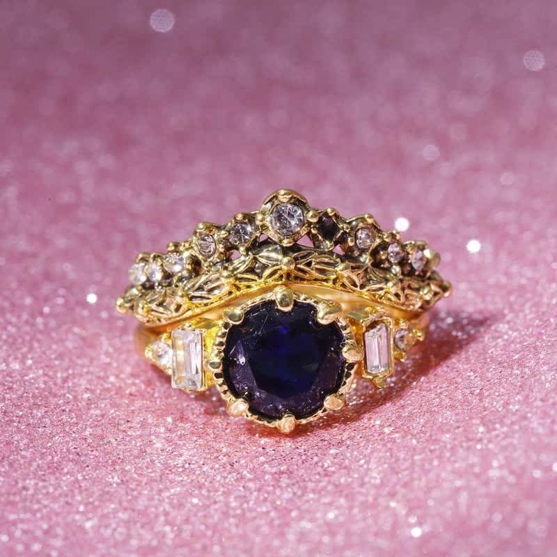 Bright Zircon Blue Round Sapphire Ring