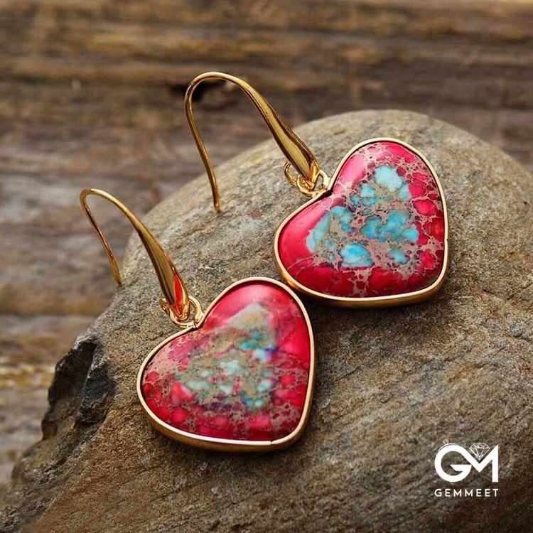 Oyster Turquoise Heart Shape Pendant Earrings