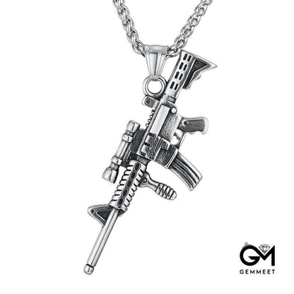 Hip Hop Rock Stainless Steel Gun Pendant Necklace