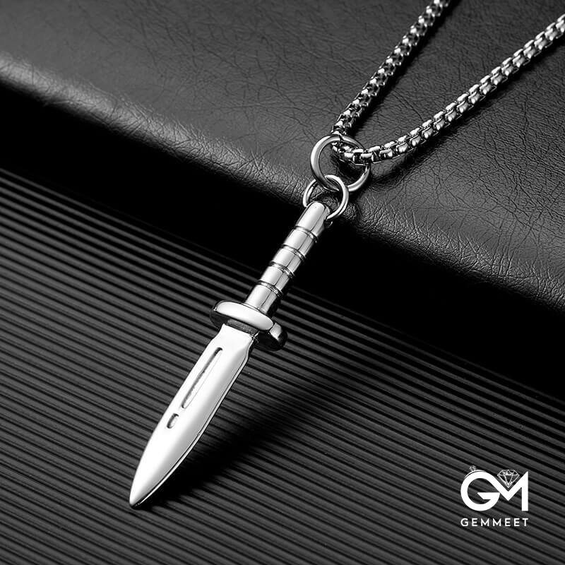 Stainless Steel Dagger Pendant Necklace