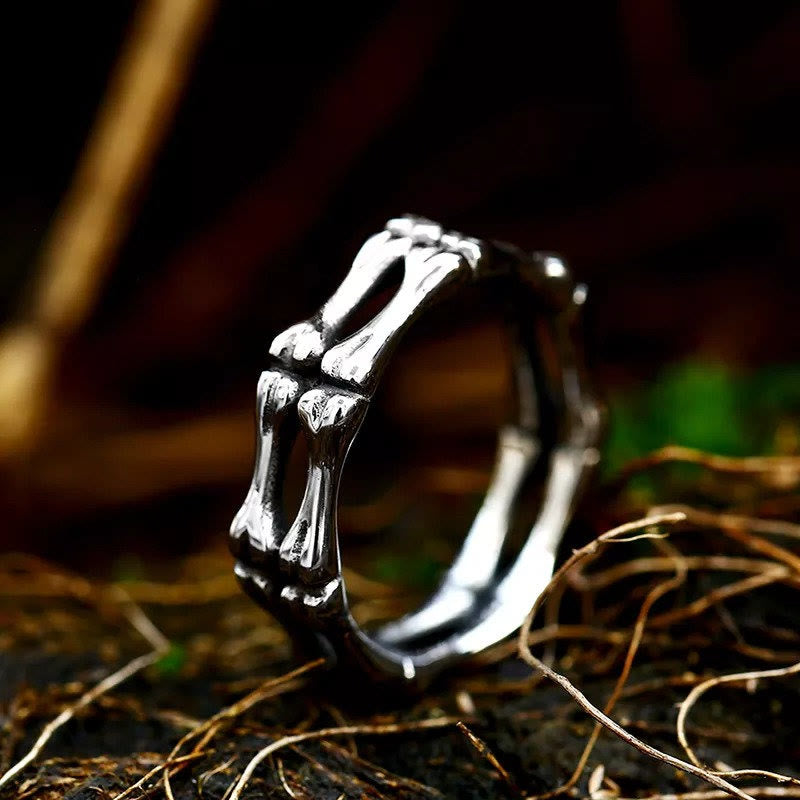 Gothic Punk Fossil Bone Ring