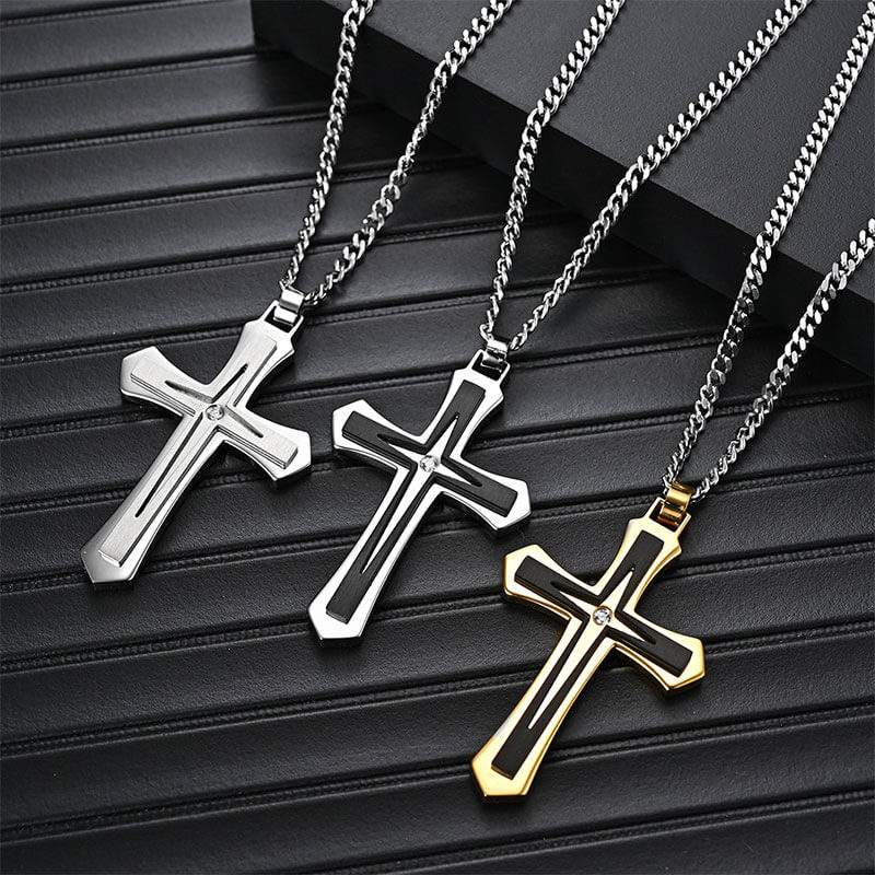 Classic Stainless Steel Cross Pendant Chain