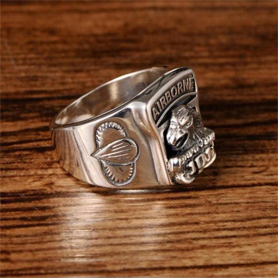 The Airborne Screaming Eagle Stainless Steel Ring