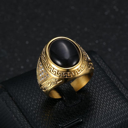 HIPHOP Gold-plated Zircon Opal Ring