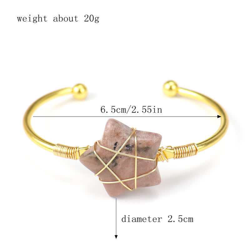 Gold Wire Wrapped Star Shape Gemstone Bracelet