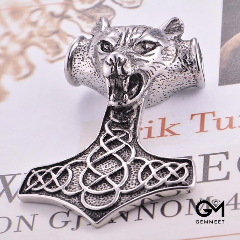 Stainless Steel Wolf Face Mask Pendant Necklace