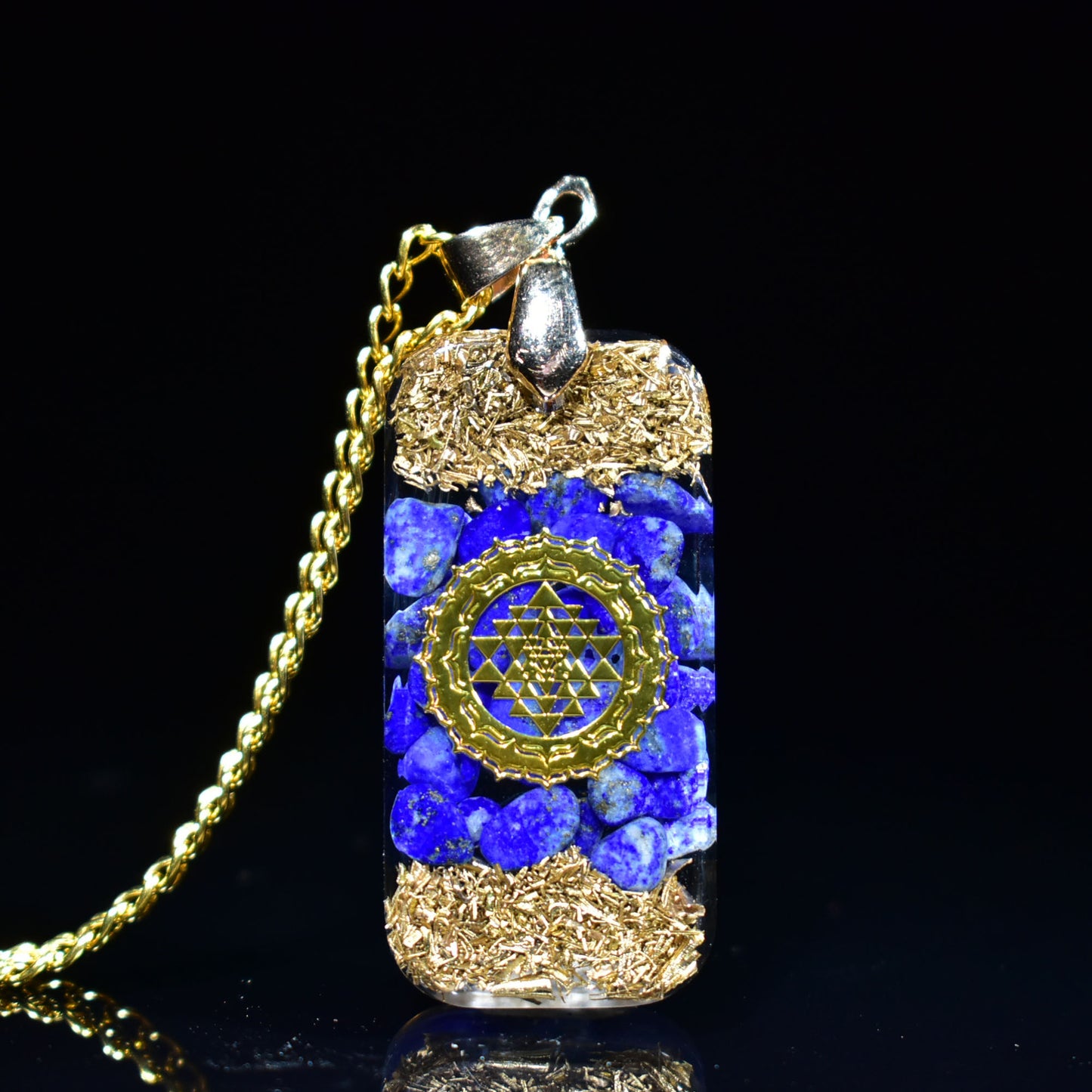 Resin Lapis Lazuli Hexagram Pendant Necklace