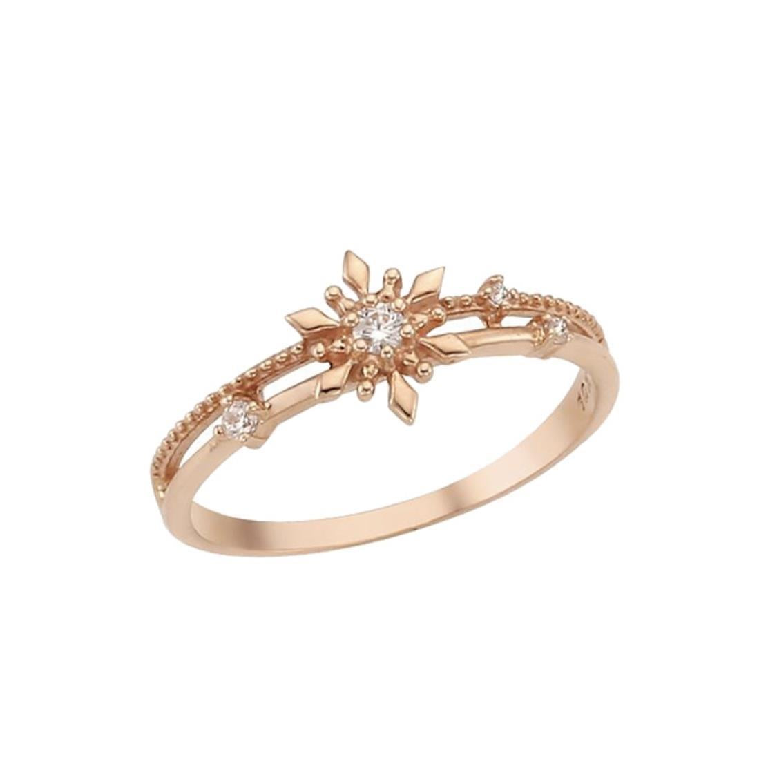 Niche Elegant Snowflake Zircon Ring