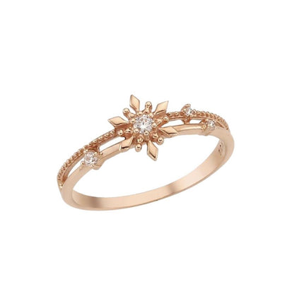 Niche Elegant Snowflake Zircon Ring