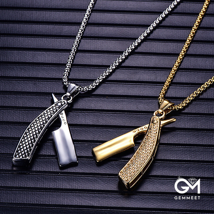 Men's Barber Razor Necklace