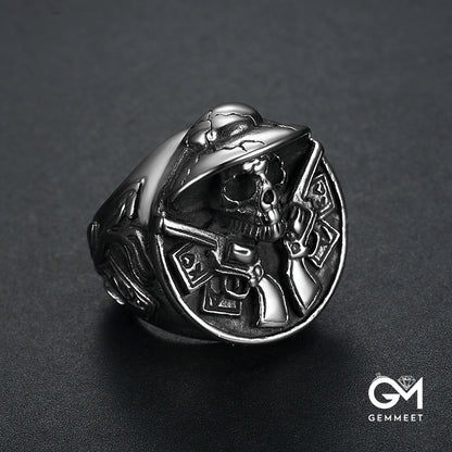 Vintage Skull Double Gun Ring