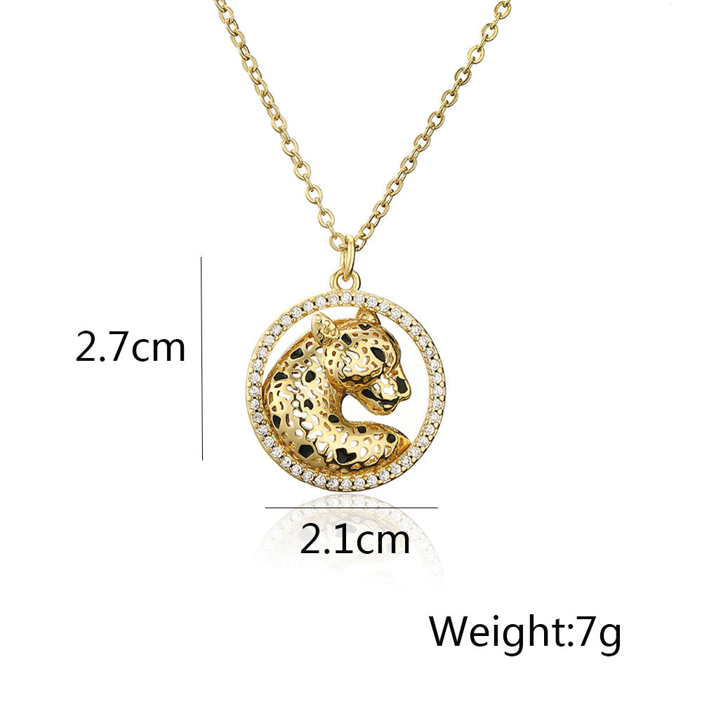 Cute Leopard Hollow Pendant Necklace