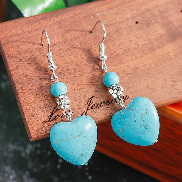 Turquoise Heart Drop Earrings