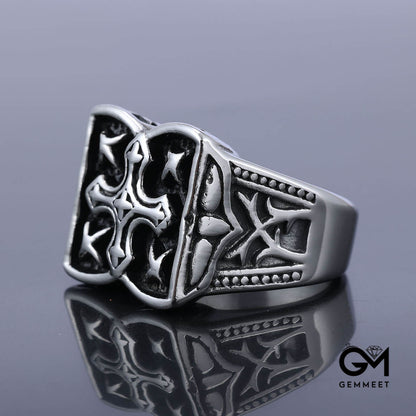 Stainless Steel Vintage Cross Star Ring