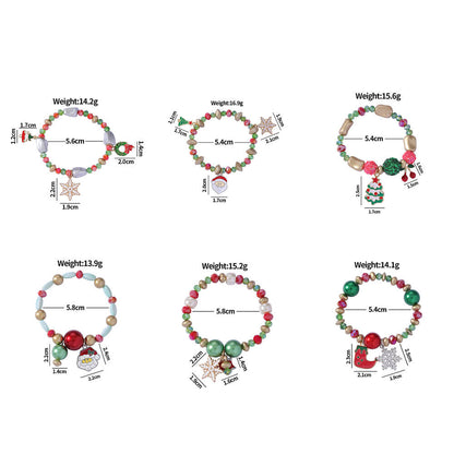 Christmas Bracelet Santa Snowman Colorful Candy Bead Bracelet