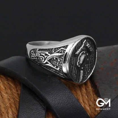 Stainless Steel Hip Hop Wind Shield Symbol Ring