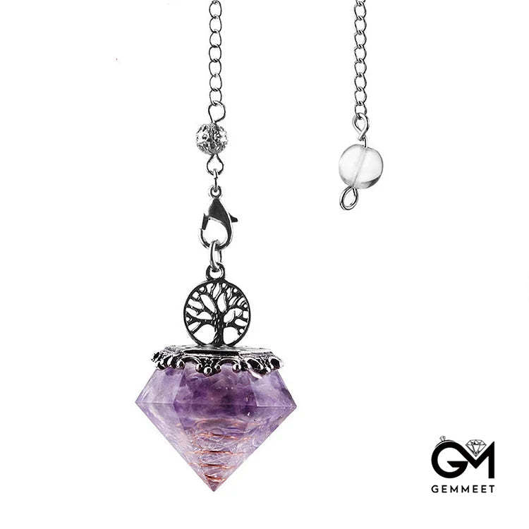 Crystal Geometric Tree of Life Pendulum